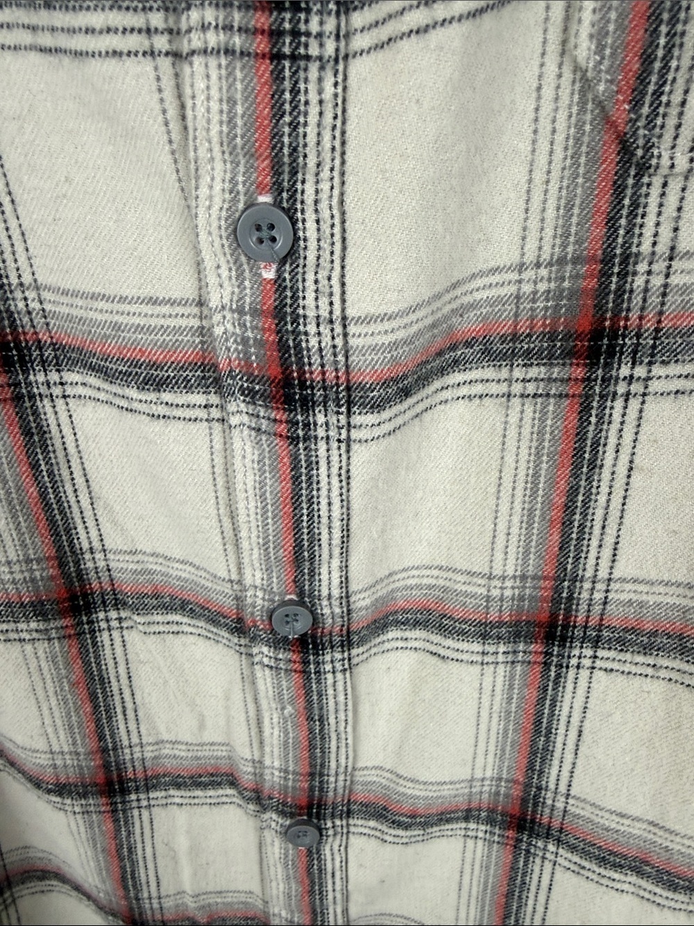 Abound Cotton Men's Plaid Flannel Button Down Shirt Off-White Red Grey Size L - Picture 8 of 12